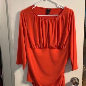 Ann Taylor knit blouse with shirred waist